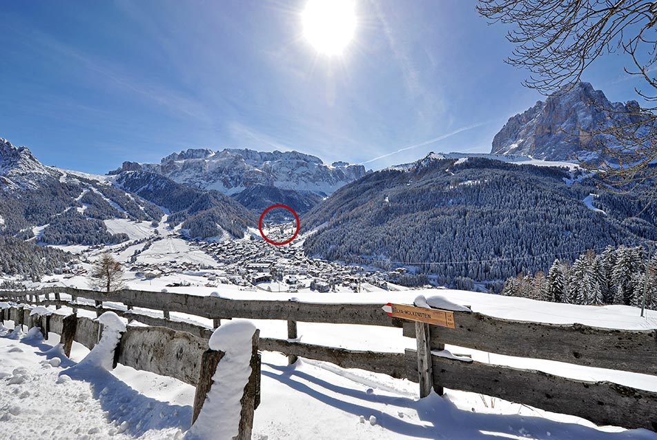The ideal position of hotel Pralong in Selva in Val Gardena